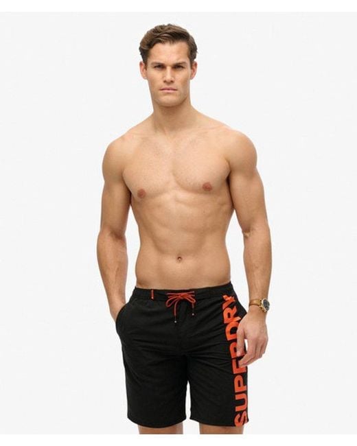 Homme Short De Surf Classique À Logo Longueur 48 Cm Taille Superdry pour homme en coloris Black