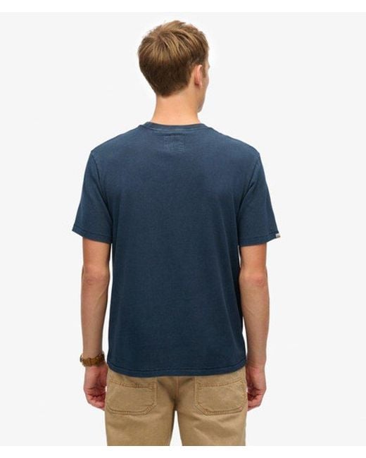 Superdry Blue Vintage Athletic Essential Graphic T-Shirt for men