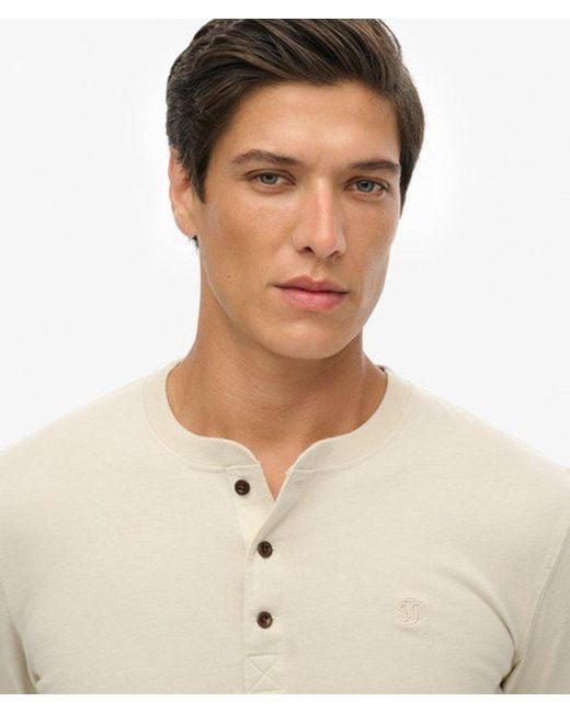 Homme T-Shirt Grandad Classic Essential Taille Superdry pour homme en coloris Natural