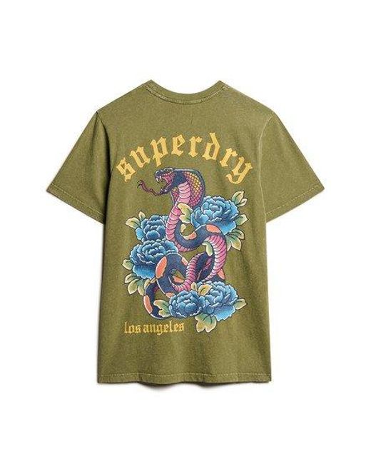 Superdry Green Oversized Tattoo Graphic T-shirt