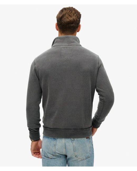 Superdry Gray & Co Classic Embroidered Logo Vintage Athletic Henley Jumper for men