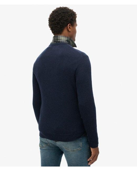 Superdry Blue Essential Slim Fit Crew Jumper for men