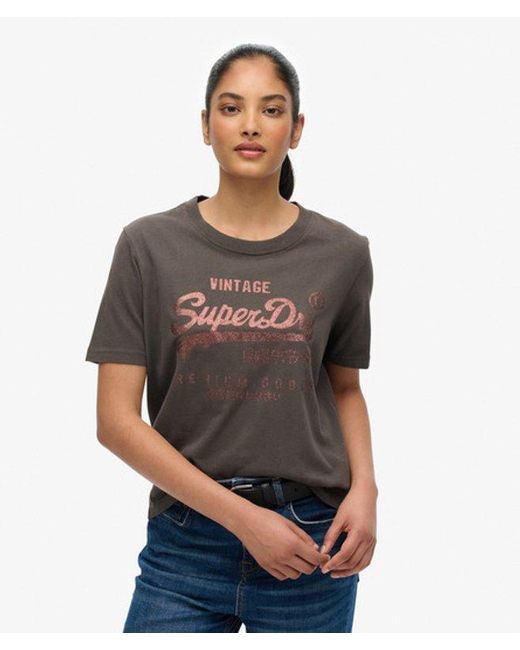 Superdry Gray & Co Embellished Vintage Logo Relaxed T-shirt