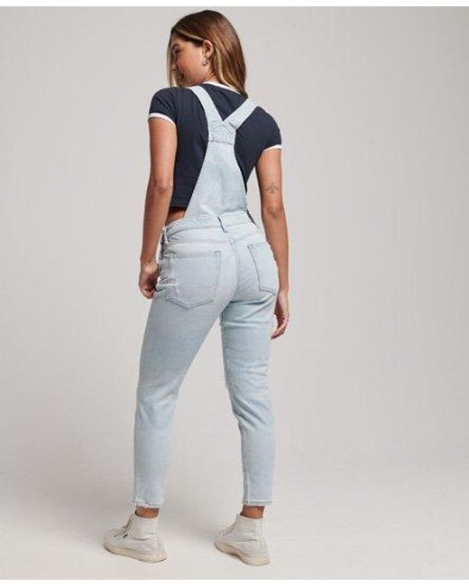 Superdry White Slim Taper Dungarees