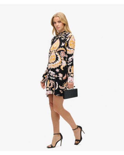 Superdry Metallic & Co Long Sleeve Printed Mini Dress