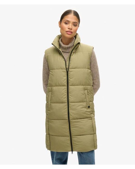 Superdry Green Longline Quilted Gilet
