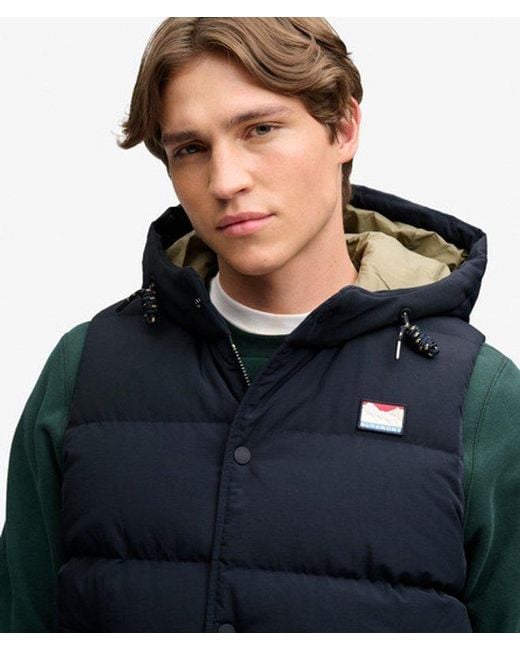 Superdry Blue & Co Hooded Short Everest Gilet for men