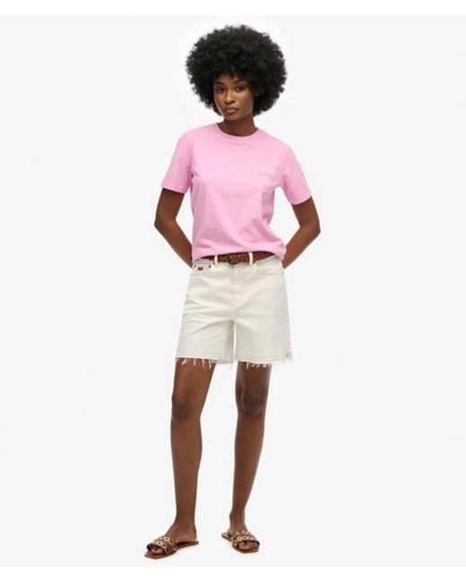 Superdry Pink & Co Essential Logo Garment Dye Pocket T-shirt