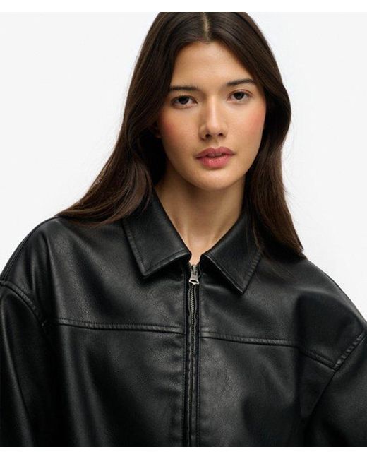 Superdry Black & Co Collared Oversized Bomber Jacket