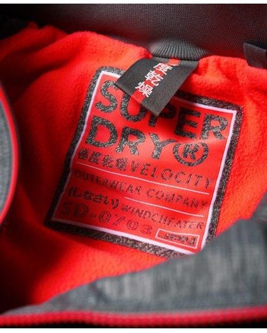 Superdry Gray Pop Zip Velocity Sd-Windcheater Jacket Mega Grit/Shock Coral