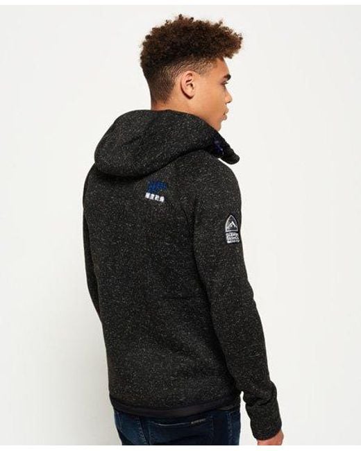 Superdry Black Storm Double Zip Hoodie Gritty for men