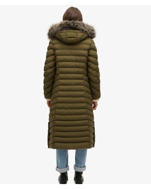 Superdry Green & Co Fuji Faux Fur Hooded Long Jacket