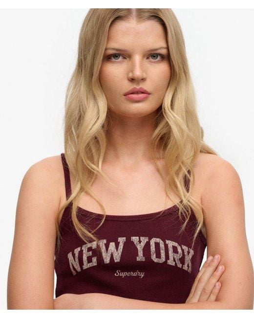 Superdry Red & Co Athletic Essentials Graphic Print Cami Top