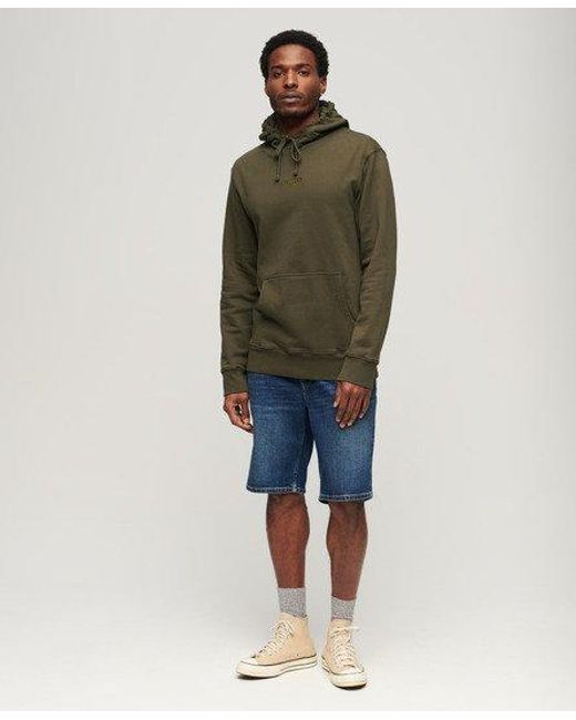 Superdry Green Micro Logo Graphic Loose Hoodie for men