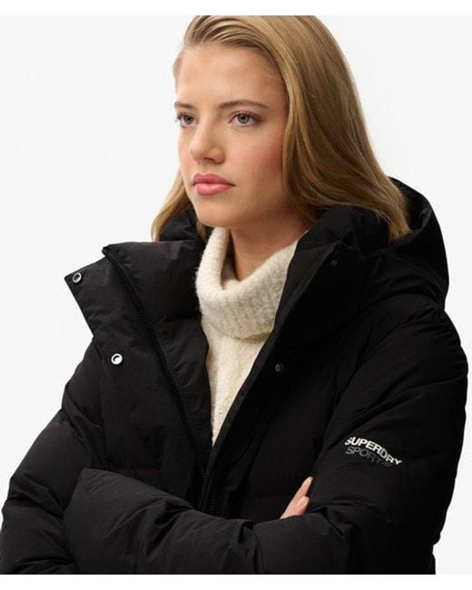 Superdry Black & Co Hooded Long Puffer Jacket