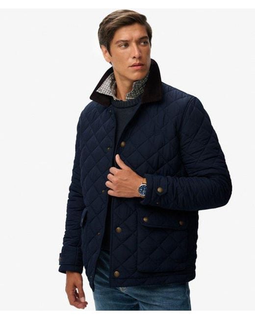 Superdry Blue Quilted Estate Coach Jacket for men