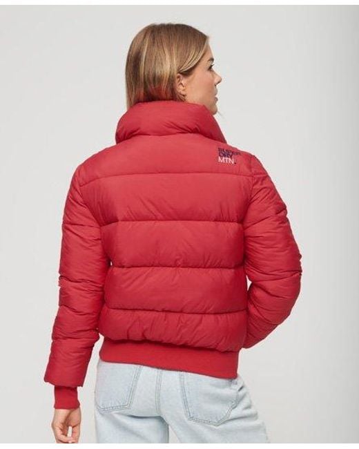 Superdry Red Retro Panel Short Puffer Jacket