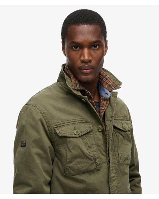 Superdry Green Military M65 Embroidered Lightweight Jacket for men