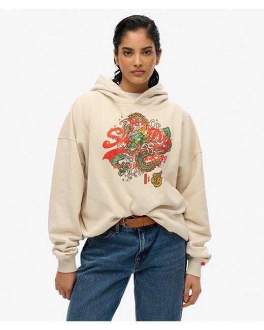 Superdry Natural Tokyo Vintage Logo Relaxed Hoodie