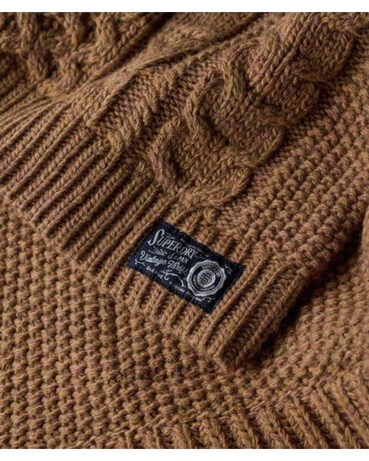 Superdry Brown & Co Cable Roll Neck Jumper