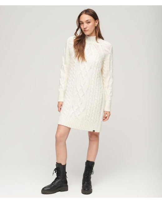 Superdry White & Co Cable Knit Mock Neck Jumper Dress