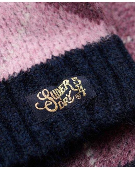 Superdry Blue Boxy Pattern Knit Jumper