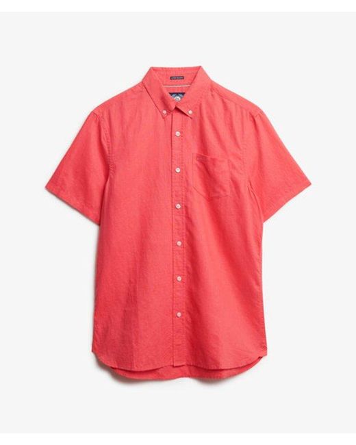 Superdry Red & Co Cotton Linen Short Sleeve Shirt for men