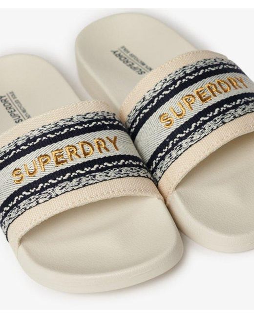 Superdry White & Co Vegan Webbing Pool Sliders