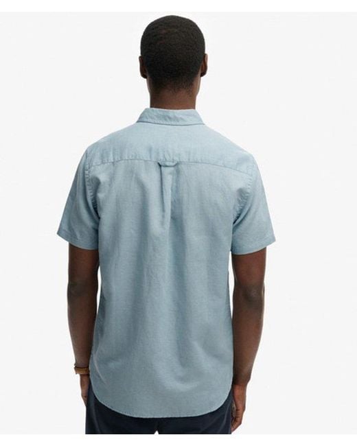 Superdry Blue & Co Cotton Linen Short Sleeve Shirt for men