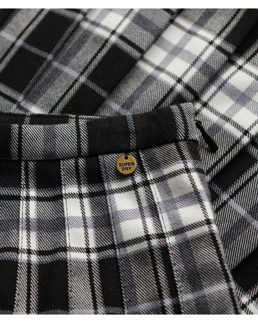 Superdry Black Check Pleated Mini Skirt