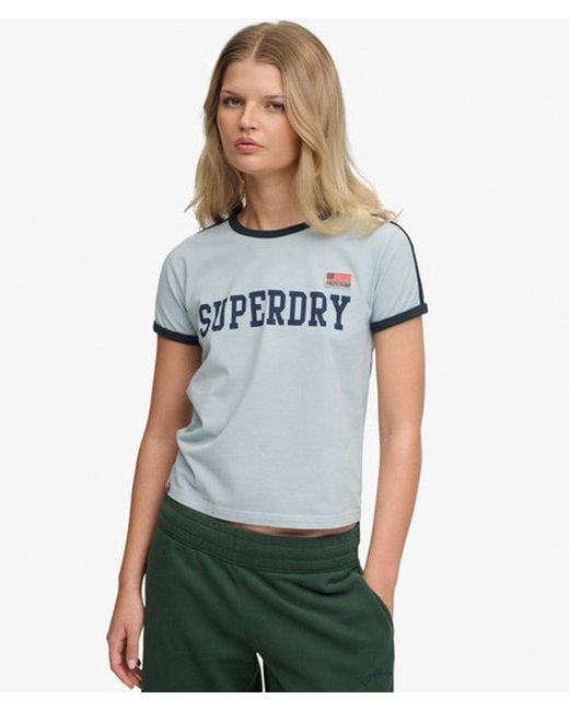 Superdry Blue & Co Athletic Essentials Stripe T-shirt
