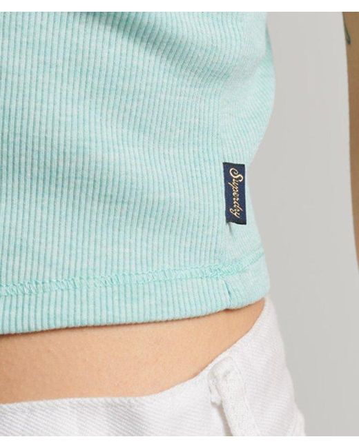 Superdry Blue & Co Rib Lace Trim Cami Top