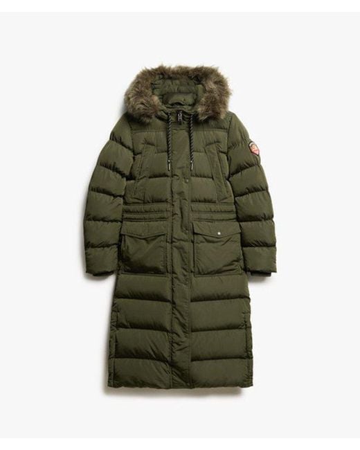 Superdry Lange Everest Jas Met Imitatiebont in het Green