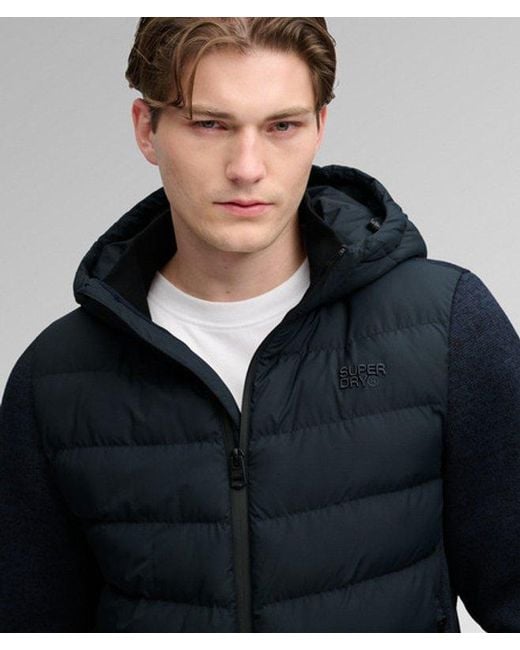 Superdry Blue & Co Hooded Storm Knit Hybrid Jacket for men