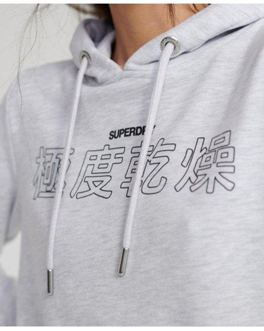 Superdry Gray Japanese Characters Loopback Hoodie Ice Marl