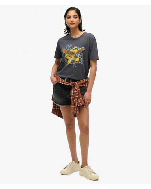 Superdry Blue Biker Rock Graphic Relaxed T-Shirt