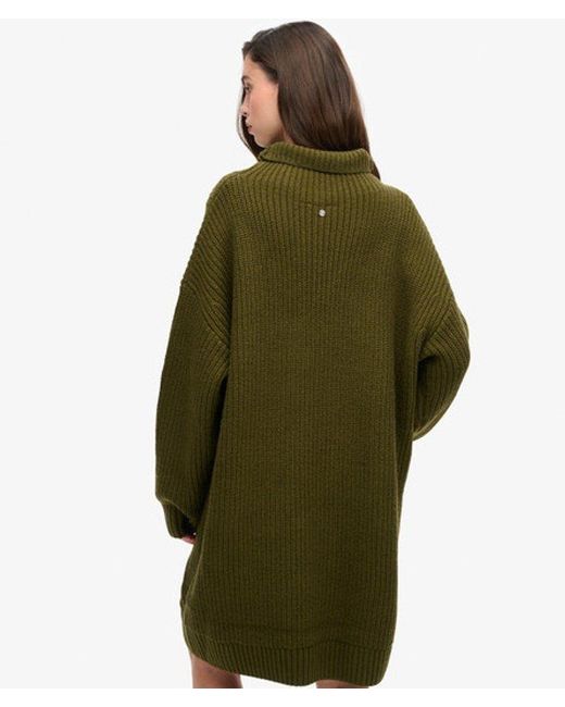 Superdry Green & Co Chunky Rib Knit Jumper Dress