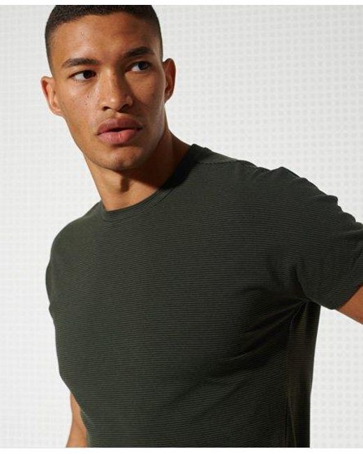 Superdry Green Sport Flex Feeder Stripe Short Sleeve T-Shirt Army Feeder Stripe for men