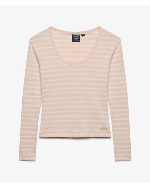 Superdry Blue & Co Athletic Essentials Striped Long Sleeve Top