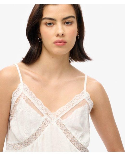 Superdry White & Co Ladies Slim Fit Lace Ibiza Sheer Cami Top