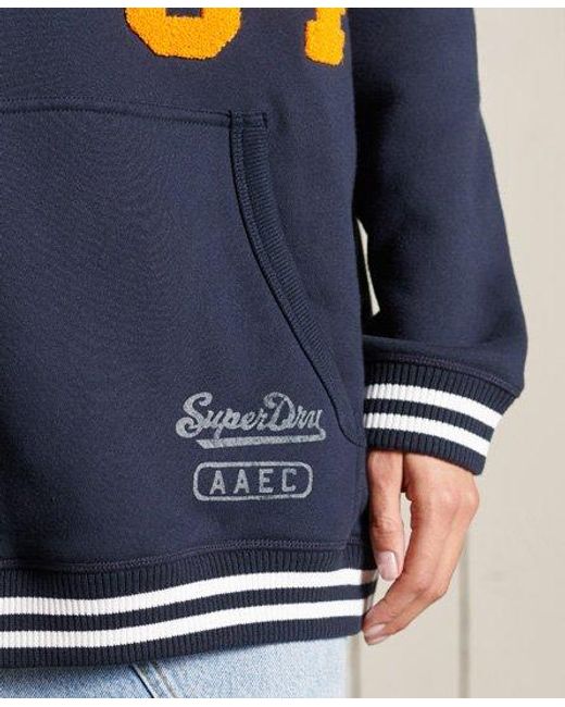 Superdry Blue Oversized Collegiate Hoodie Eclipse