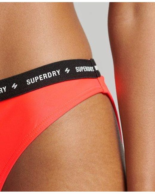 Superdry Red Micro Elastic Recycled Bikini Briefs Hyper Fire Coral