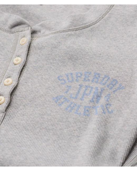 Superdry Gray & Co Athletic Button Down Long Sleeve Top