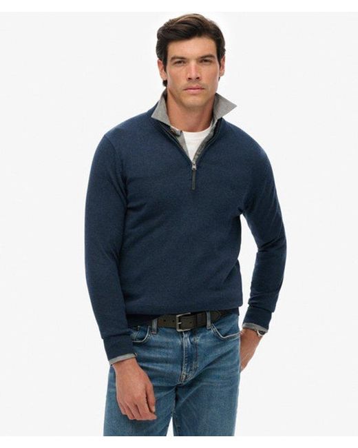 Superdry Blue & Co Essentials Cotton Half Zip Jumper for men
