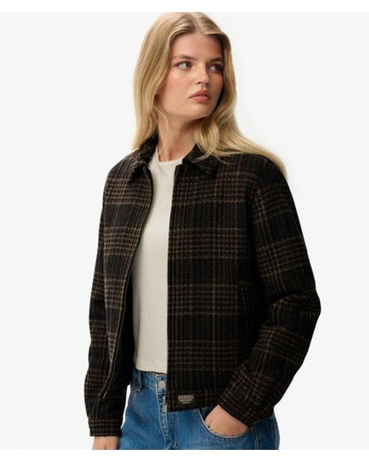 Superdry Blue & Co Checked Ranch Quilted Jacket