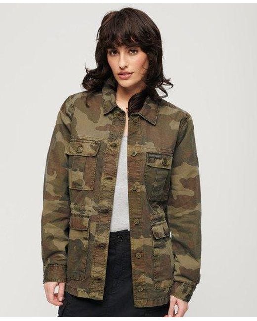 Superdry Green Embroidered Military Field Jacket