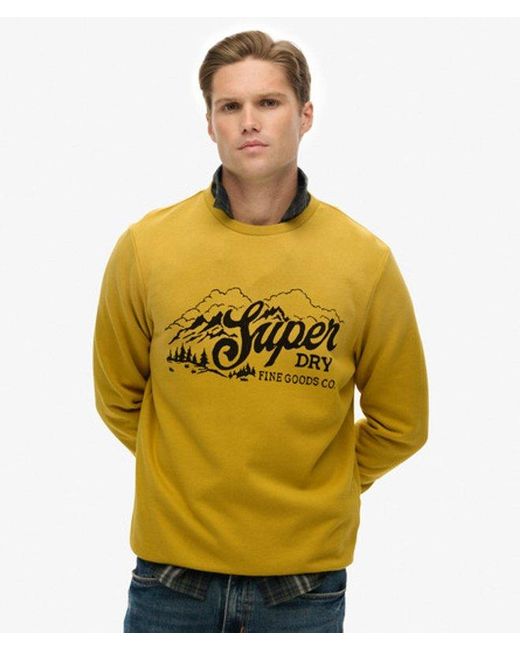 Superdry Men's Yellow Lo-fi Outdoors Relaxed Sweatshirt