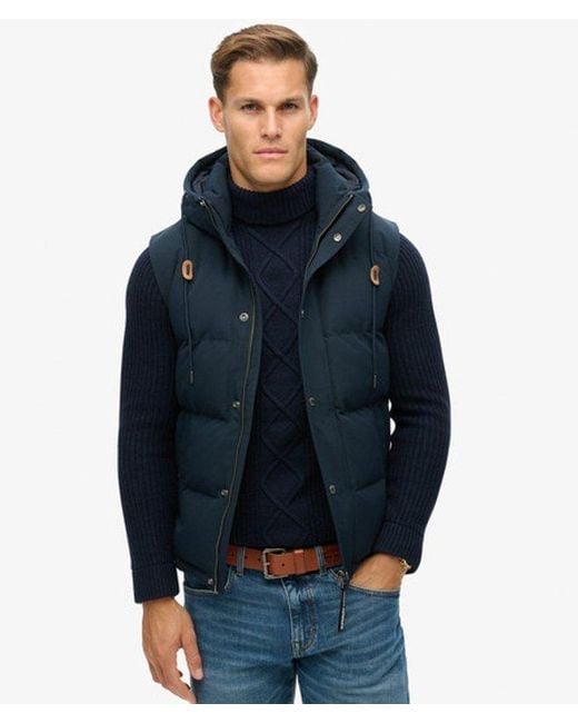 Superdry Blue & Co Everest Hooded Puffer Gilet for men