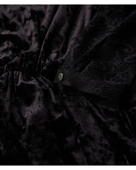 Superdry Black & Co Lace Sleeve Velvet Midi Dress
