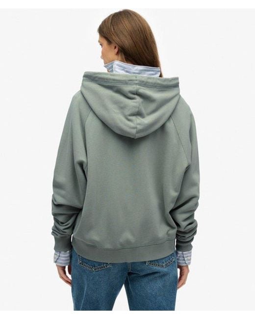 Superdry Green Essential Logo Oversized Raglan Zip Hoodie